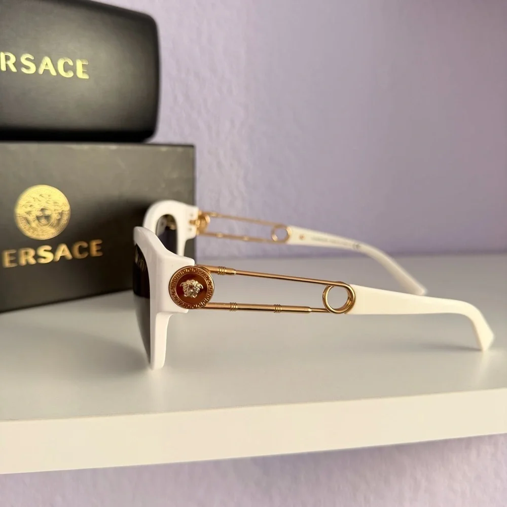 New! Versace White Sunglasses Mod.4389 314/3, Authentic